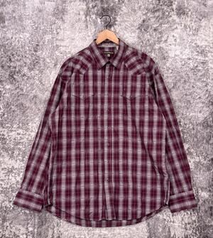 Stetson Western Shirt 2XL Mens Red Plaid Long Sleeve Pearl Snap